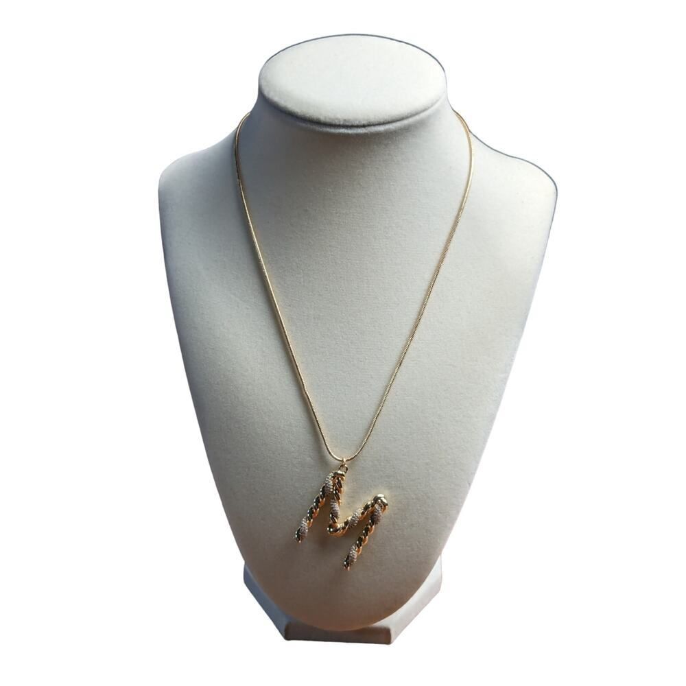 Ettika NWT Initial Zirconia Pendant Necklace 18k Gold Plated M